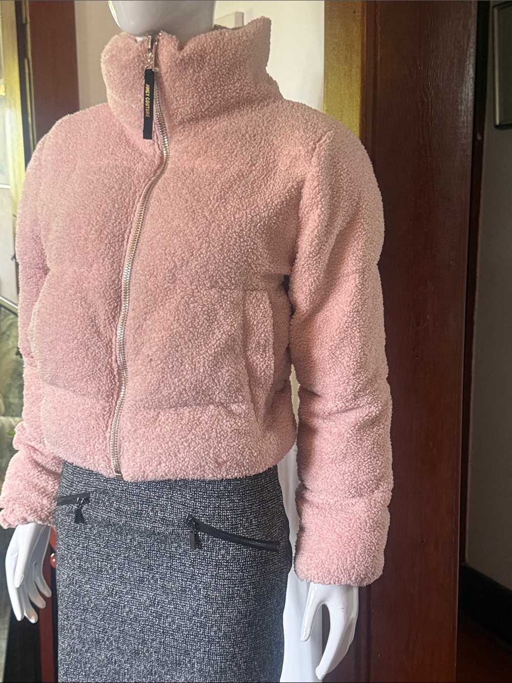 Juicy couture, black label size small Women's Pink Faux-Sherpa Puffer Jacket